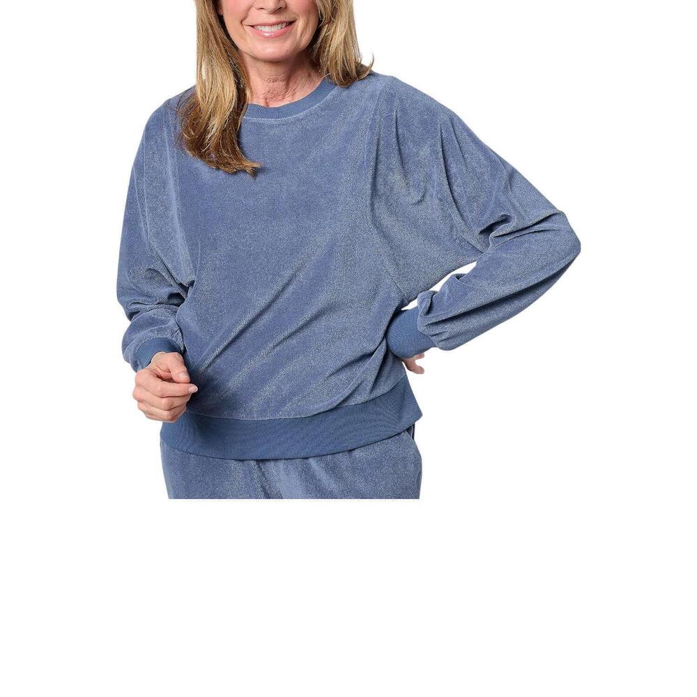Martha Stewart Women's Knit Raglan Sleeve Sweatshirt Indigo - Regular